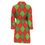 Green And Red Argyle Pattern Print Men's Bathrobe