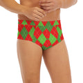 Green And Red Argyle Pattern Print Men's Briefs