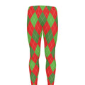 Green And Red Argyle Pattern Print Men's Leggings