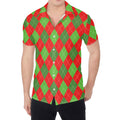 Green And Red Argyle Pattern Print Men's Shirt