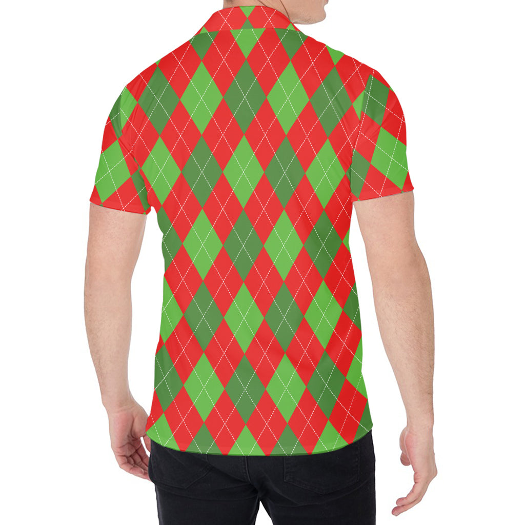 Green And Red Argyle Pattern Print Men's Shirt