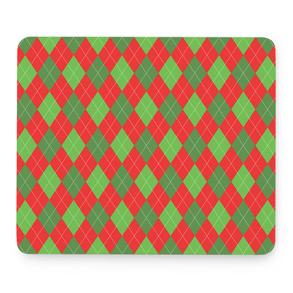 Green And Red Argyle Pattern Print Mouse Pad