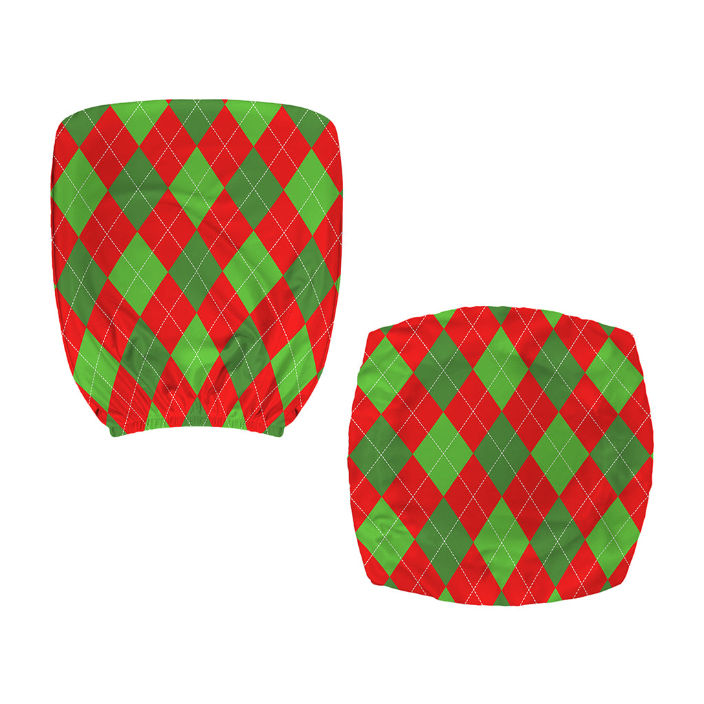 Green And Red Argyle Pattern Print Office Chair Cover