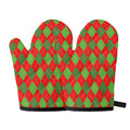 Green And Red Argyle Pattern Print Oven Mitts
