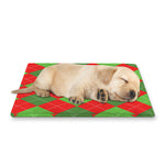 Green And Red Argyle Pattern Print Pet Cooling Mat Cover