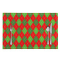 Green And Red Argyle Pattern Print Placemat