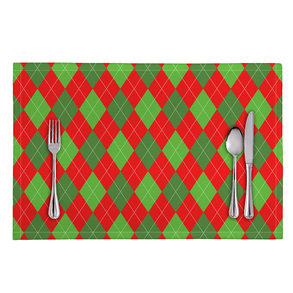 Green And Red Argyle Pattern Print Placemat