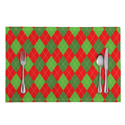 Green And Red Argyle Pattern Print Placemat