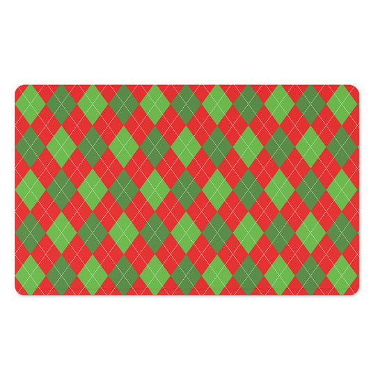 Green And Red Argyle Pattern Print Polyester Doormat