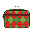 Green And Red Argyle Pattern Print Portable Lunch Bag