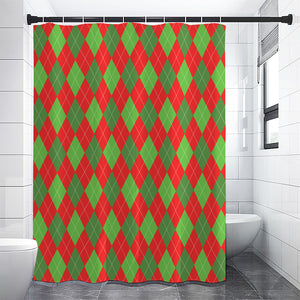 Green And Red Argyle Pattern Print Premium Shower Curtain