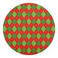Green And Red Argyle Pattern Print Round Blanket