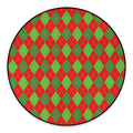 Green And Red Argyle Pattern Print Round Floor Mat