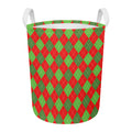 Green And Red Argyle Pattern Print Round Laundry Basket