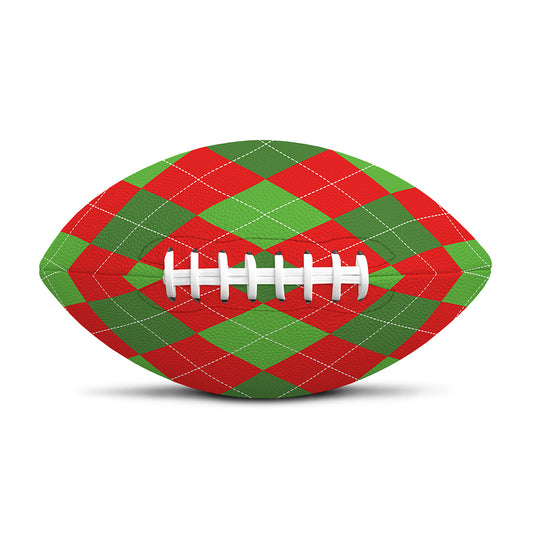 Green And Red Argyle Pattern Print Rugby Ball
