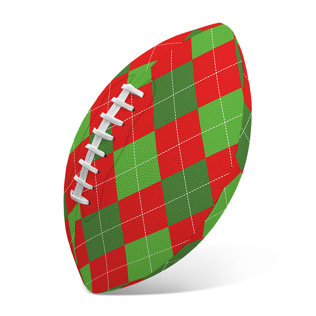 Green And Red Argyle Pattern Print Rugby Ball