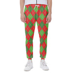 Green And Red Argyle Pattern Print Scuba Joggers