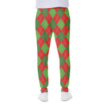 Green And Red Argyle Pattern Print Scuba Joggers