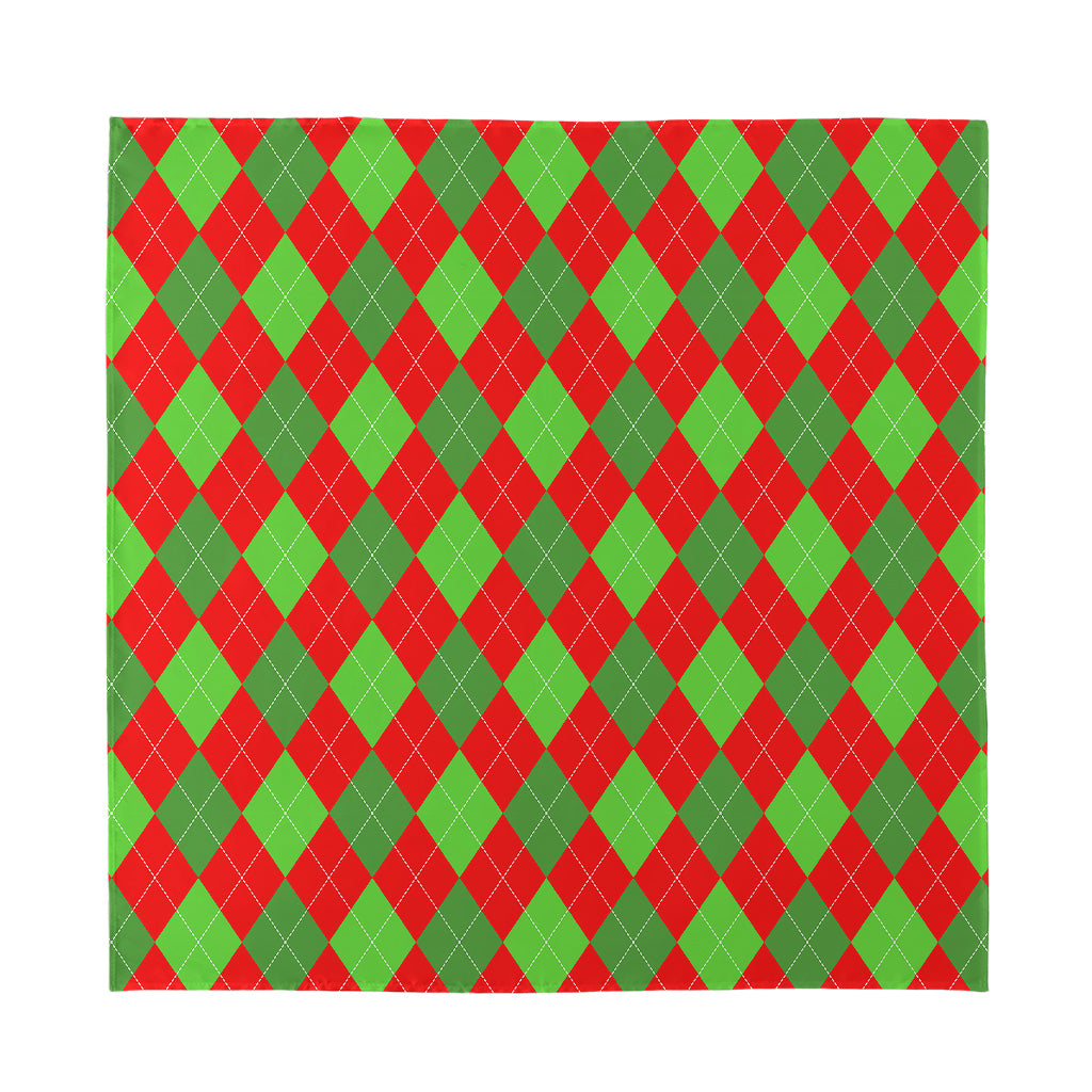 Green And Red Argyle Pattern Print Silk Bandana