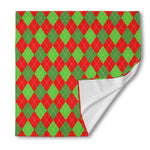 Green And Red Argyle Pattern Print Silk Bandana