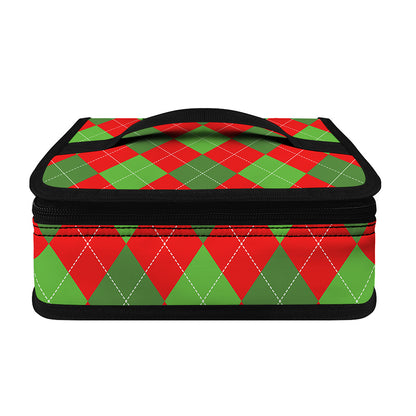 Green And Red Argyle Pattern Print Small Lunch Bag