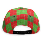 Green And Red Argyle Pattern Print Snapback Cap