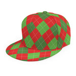 Green And Red Argyle Pattern Print Snapback Cap