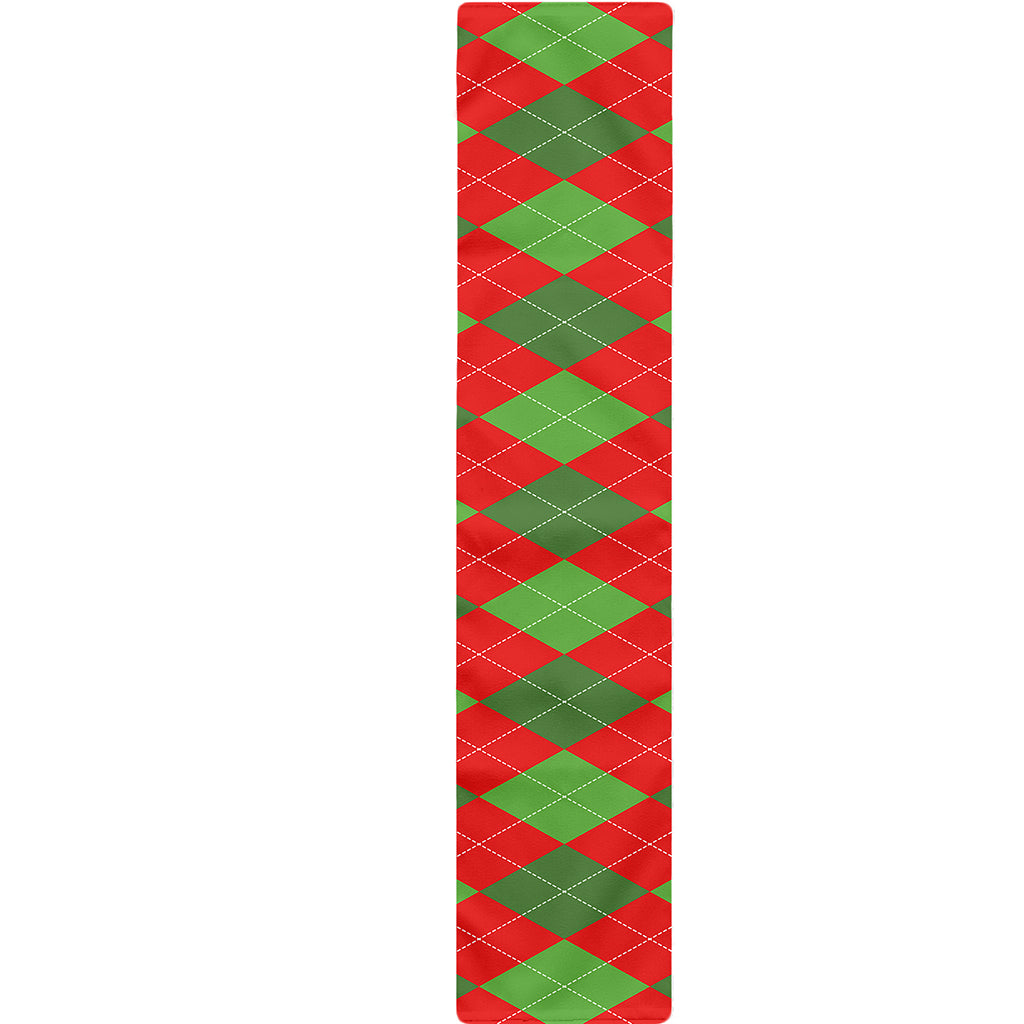 Green And Red Argyle Pattern Print Table Runner