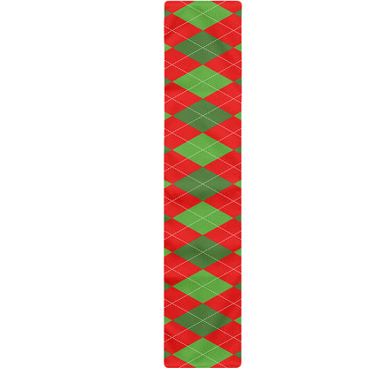 Green And Red Argyle Pattern Print Table Runner