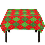 Green And Red Argyle Pattern Print Tablecloth