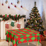 Green And Red Argyle Pattern Print Tablecloth