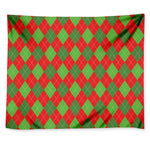 Green And Red Argyle Pattern Print Tapestry