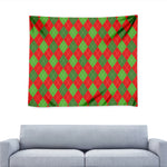 Green And Red Argyle Pattern Print Tapestry