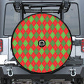 Green And Red Argyle Pattern Print Tire Cover With Camera Hole