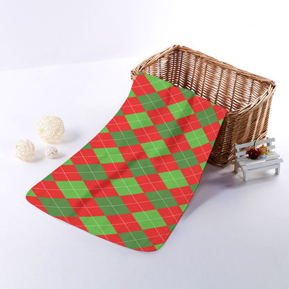 Green And Red Argyle Pattern Print Towel