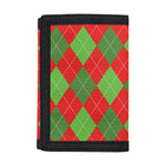 Green And Red Argyle Pattern Print Trifold Wallet