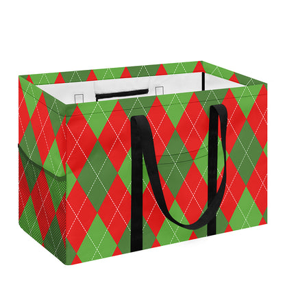 Green And Red Argyle Pattern Print Utility Tote Bag