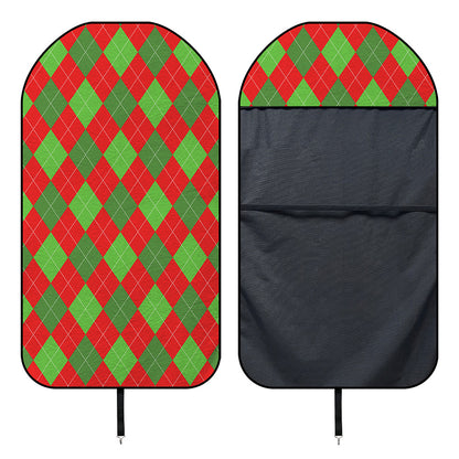 Green And Red Argyle Pattern Print Waterproof Car Seat Cover