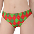 Green And Red Argyle Pattern Print Women's Panties