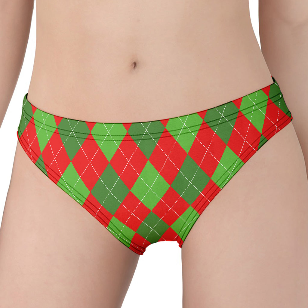 Green And Red Argyle Pattern Print Women's Panties