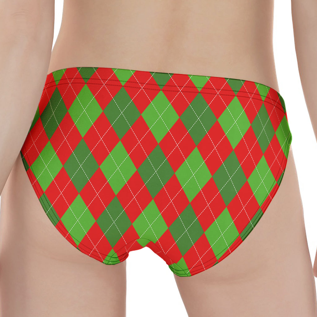 Green And Red Argyle Pattern Print Women's Panties