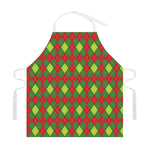 Green And Red Christmas Argyle Print Adjustable Apron