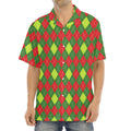 Green And Red Christmas Argyle Print Aloha Shirt