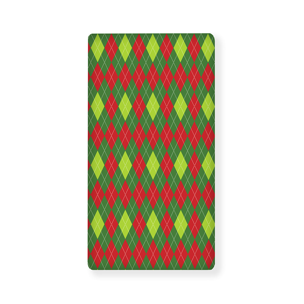 Green And Red Christmas Argyle Print Baby Crib Sheet