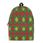 Green And Red Christmas Argyle Print Backpack