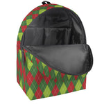 Green And Red Christmas Argyle Print Backpack