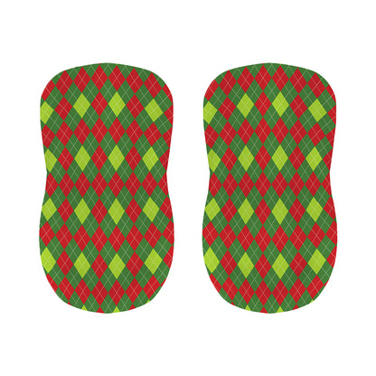 Green And Red Christmas Argyle Print Bar Stool Covers