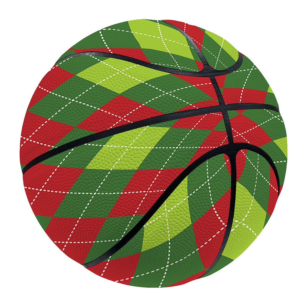 Green And Red Christmas Argyle Print Basketball