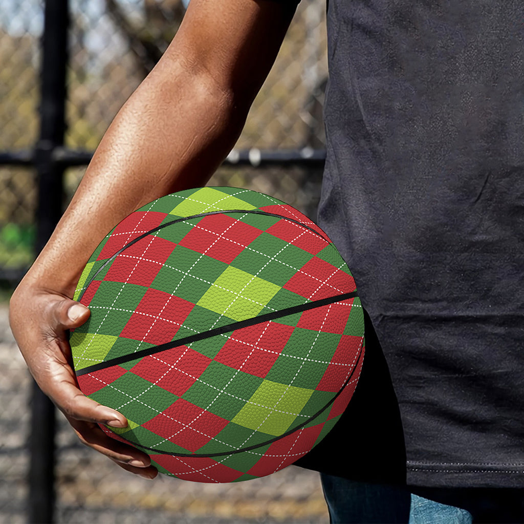 Green And Red Christmas Argyle Print Basketball