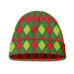 Green And Red Christmas Argyle Print Beanie